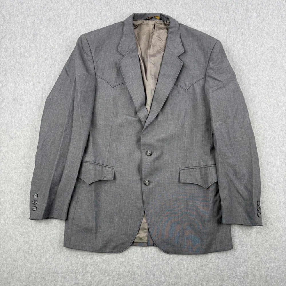 Vintage H Bar C Blazer Mens 42 Gray Western Cowboy 70s Sport Coat Made in USA‎